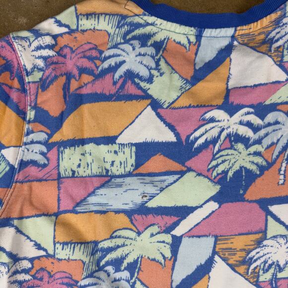Chubbies Lounge Sweatshirt Mens L 90s Style Geometric Palm Tree Print Pullover - Picture 5 of 8